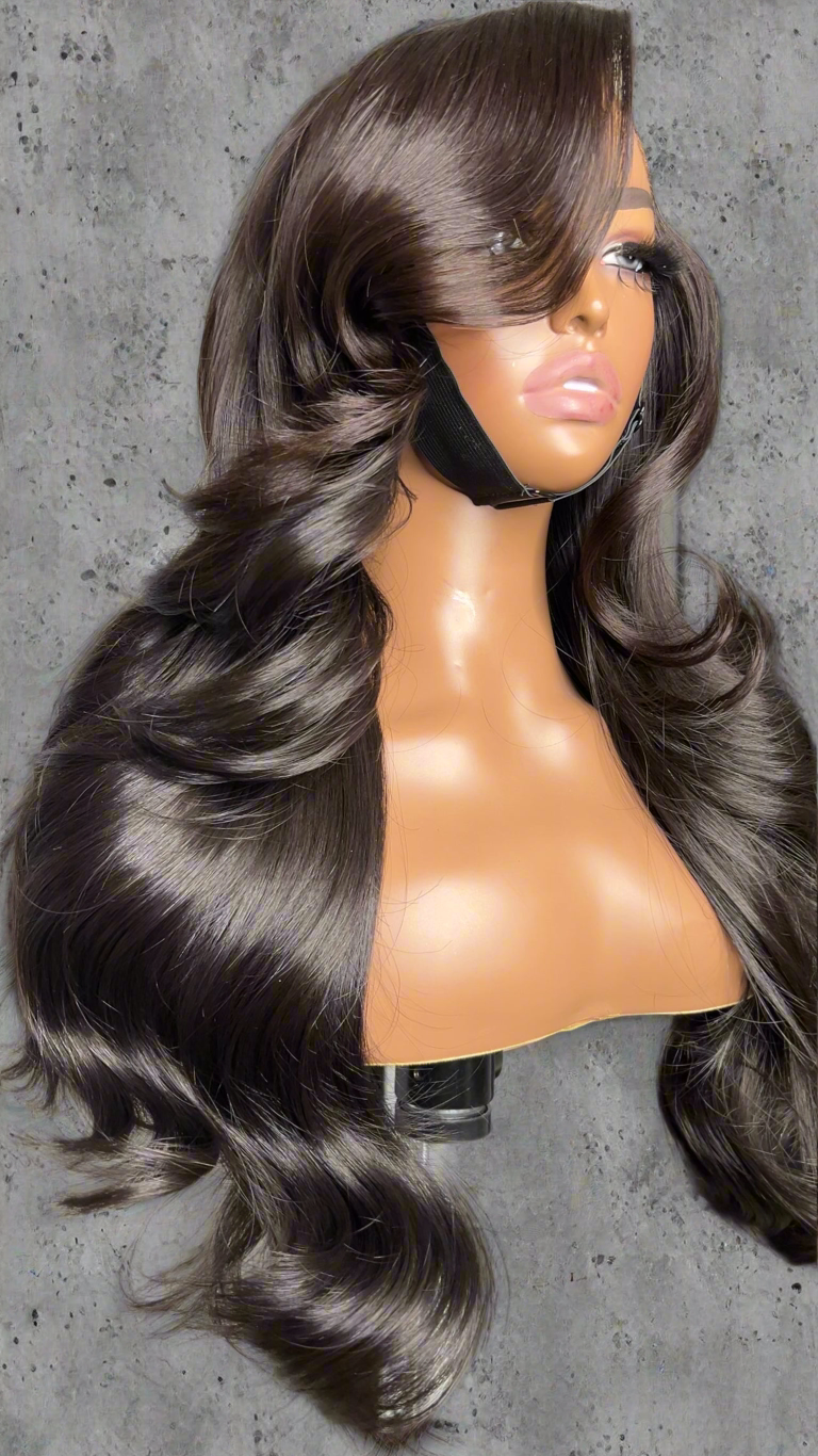 24” Natutal Brown & Splash of Burgundy (Ready to Wear)