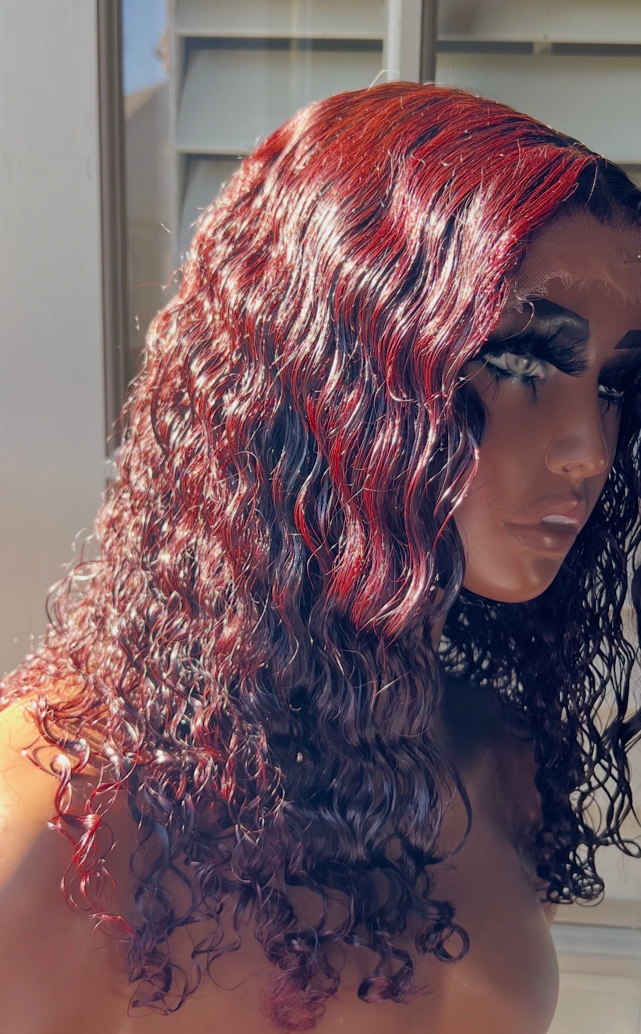 14” 1B/ R/Burgundy Curly